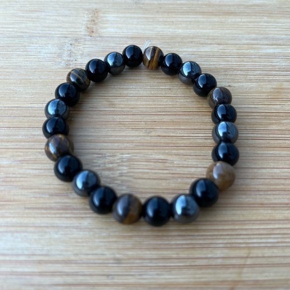 Triple Protection Hematite Tiger Eye Black Bead bracelet - Picture 4 of 8